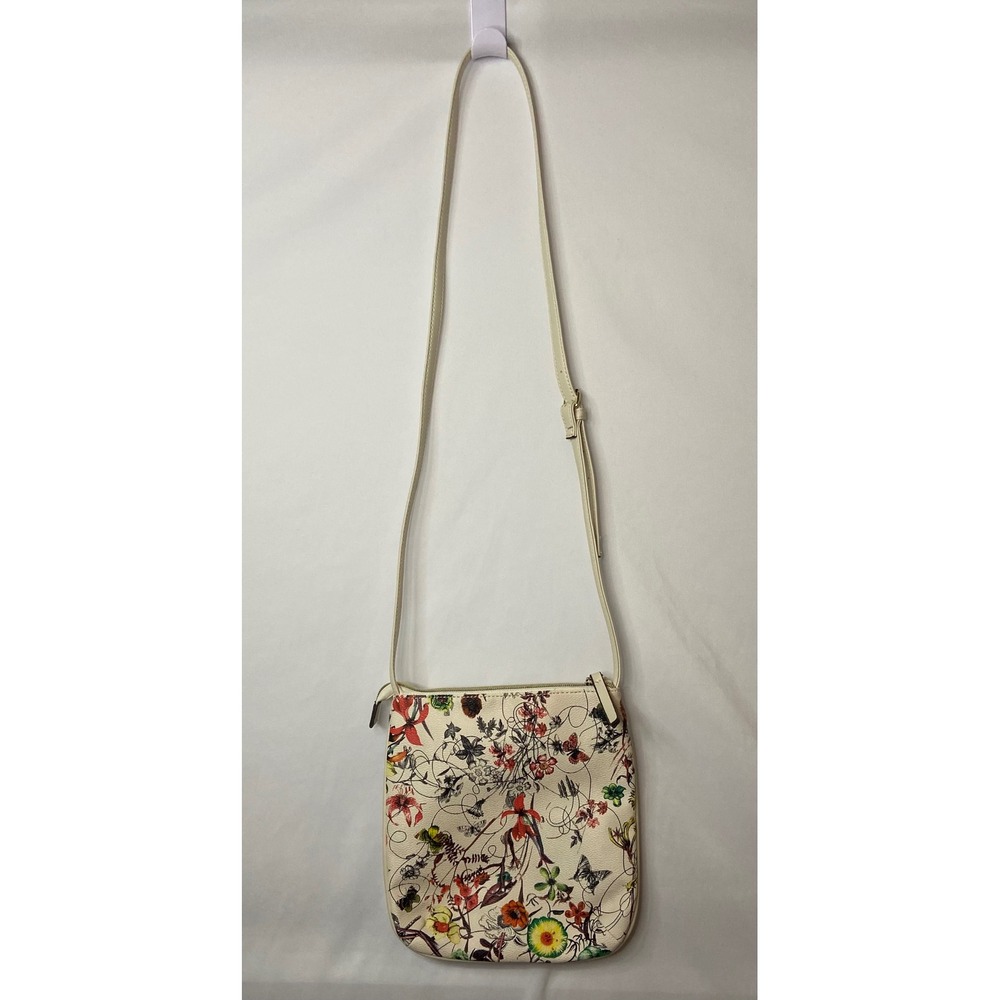 Kenneth Cole Reaction Floral Print Crossbody Bag‎ Cream Multi Color Small - Picture 3 of 16